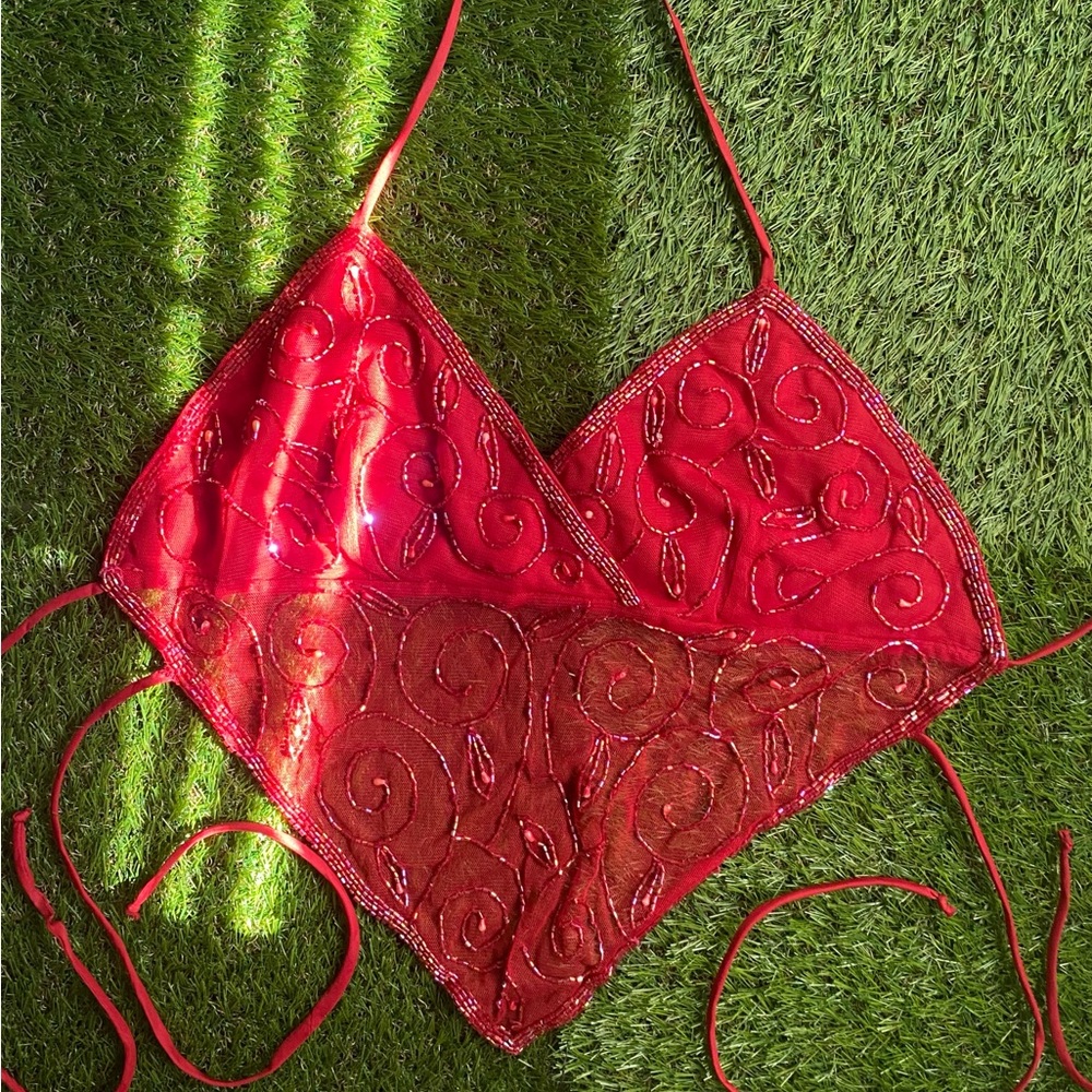 Beaded Red Top